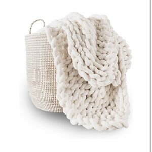 Plush Chunky Knit Throw Blanket - Cream